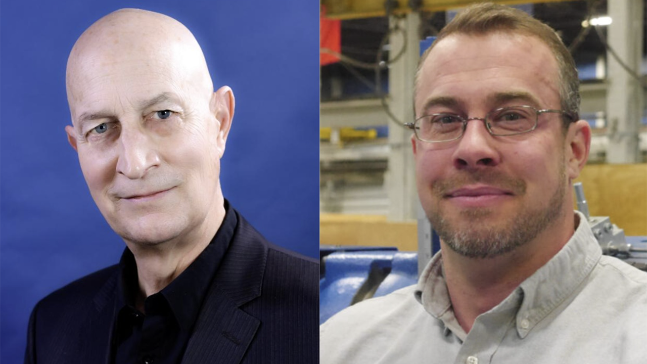 Norman Brown, Legislative Director, New York State Council of Machinists (left), and Brandon Teal, Director, Railway Machine Systems, NSH USA.(Photographs courtesy of MTA, left; and NSH USA)