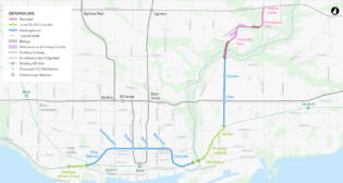 Work has officially begun along all parts of the 9.7-mile (15.6-kilometer), 15-station Ontario Line subway, which will run from Exhibition Place through the downtown core and connect to the Eglinton Crosstown LRT at Don Mills Road. (Map Courtesy of Metrolinx)