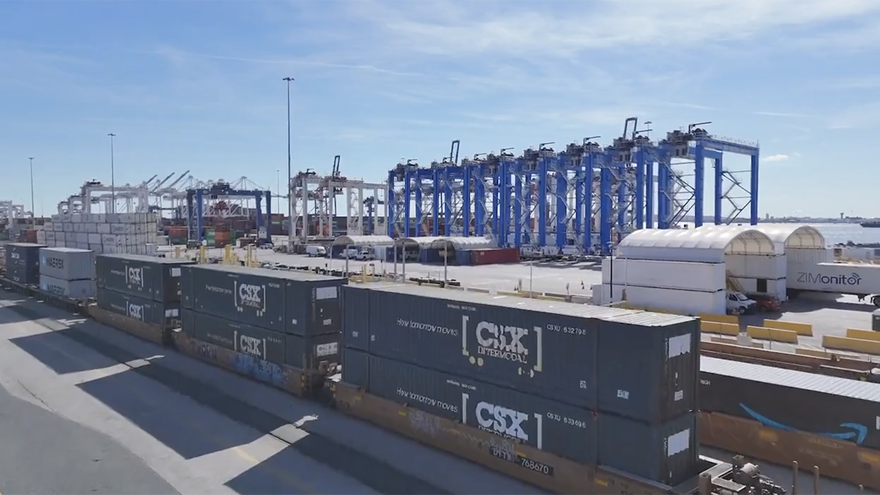 CSX double-stack service launches at the Port of Baltimore, Md. (Screen Grab from CSX Video)