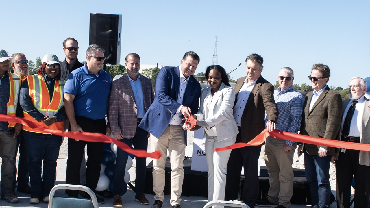 New Orleans Public Belt Railroad and Heniff Transportation Systems on Oct. 17 celebrated the new $3 million transloading industrial park in New Orleans East with a ribbon cutting. (NOPB/Port NOLA Photograph)