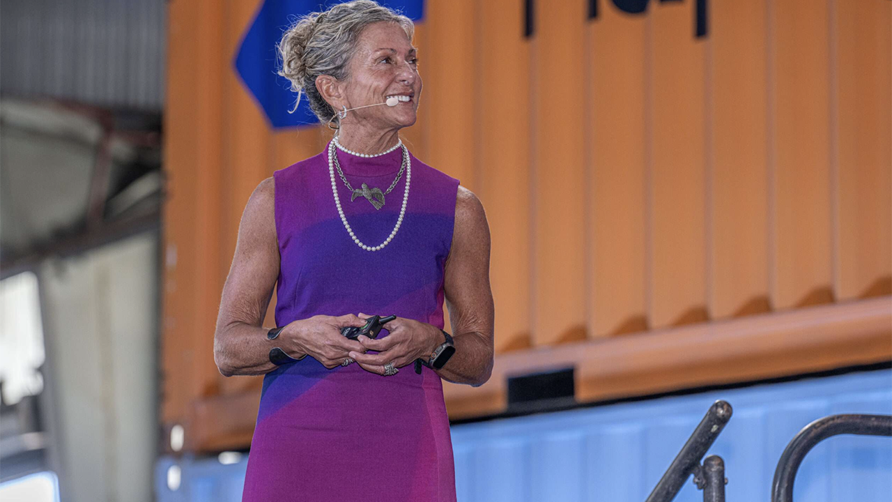SC Ports President and CEO Barbara Melvin at her third-annual State of the Port address on Oct. 16. (Photo/John Smoak)