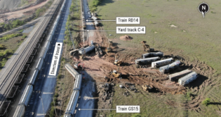 Figure 1. Aerial view of the collision scene. (UP Image, Courtesy of NTSB)
