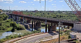CPKC’s expansion of its international railroad bridge linking Laredo, Tex. and Nuevo Laredo, Tamaulipa, Mexico, is nearing completion. (CPKC Photograph)