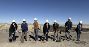 Pictured at the Nov. 7 groundbreaking ceremony for the Savage Tooele Railroad are (L-R): Grantsville City Mayor Neil Critchlow, Tooele County Council Chair Jared Hamner, Utah Gov. Spencer J. Cox, Savage CEO Kirk Aubry, U.S. Senator-elect John Curtis (R-Utah), The Romney Group President and CEO Josh Romney, and Utah Rep. Tim Jimenez (R-District 28). (Savage Photograph)