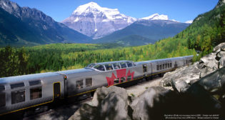 VIA Rail Canada released this rendering of the locomotives and cars that will be acquired to replace the current “pan-Canadian” fleet that runs outside the Québec City–Windsor corridor. (Rendering Courtesy of VIA Rail)