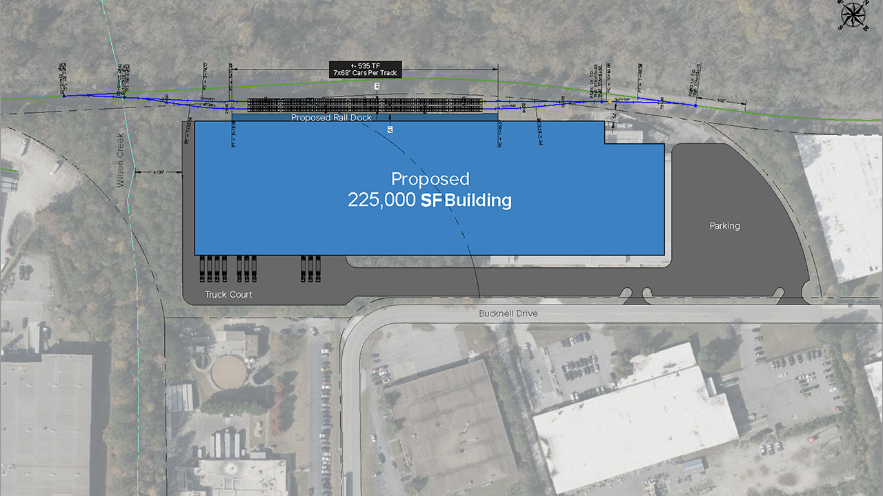 Broe Real Estate Group plans to redevelop a 14-acre Atlanta parcel into a 225,000 SF build-to-suit industrial facility with rail service from Fulton County Railway. (Image Courtesy of The Broe Group)