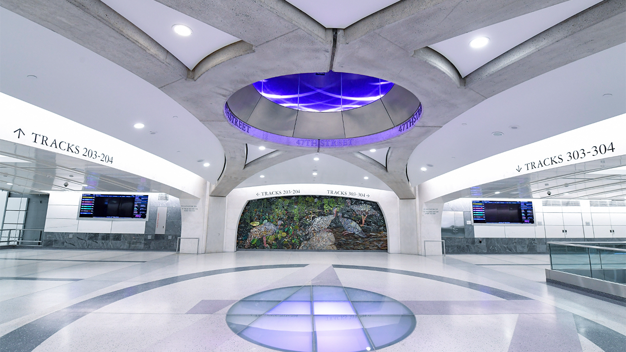 Grand Central Madison (pictured) was selected for the World’s Most Beautiful Passenger Stations 2024 List, along with Schafbergbahn Station in St. Wolfgang, Austria; Bell Station in Melbourne, Australia; Beijing Station in Beijing, China Toulouse; Matabiau Station in Toulouse, France; and Chiaia Metro Station in Naples, Italy. (Marc A. Hermann / MTA)