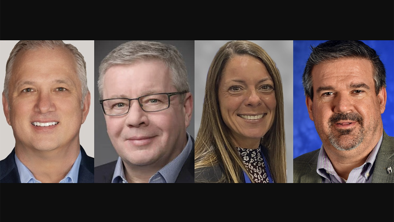Pictured (left to right): Brad Thomas and David Scorey, Keolis North America; Jess Carneiro, Bohr Electronics; and Scott Sauer, SEPTA. (Photographs courtesy of the respective organizations)