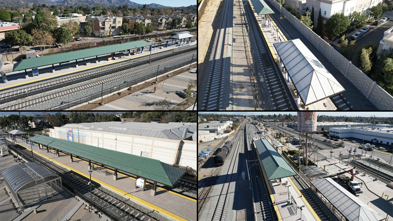 “Today, the 9.1-mile, four-station Foothill Gold Line light rail project from Glendora to Pomona [California] reached substantial completion on time and on budget,” the project team reported Jan. 3 via social media platform X. (Foothill Gold Line Image)