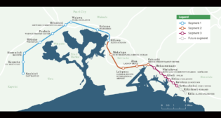 The 11-mile initial operating segment of Honolulu’s planned 20-mile, 21-station autonomous (driverless) Skyline, an urban rail transit GoA4 (Grade of Automation) system, marked one year of revenue service on June 30, 2024. The second segment, with 5.2 miles of guideway and four stations, is expected to open by the end of 2025. (HART Map)