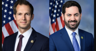 U.S. Reps. Jake Auchincloss (D-Mass.; pictured, left) and Mike Lawler (R-N.Y.). (U.S. Government Photographs)