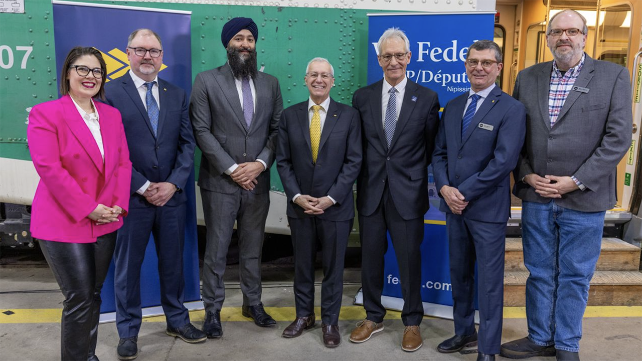 “We were pleased to host Minister Prabmeet Sarkaria MPP Minister Victor Fedeli, Mayor Peter Chirico and Rob Sherrin at Ontario Northland’s Remanufacturing and Repair Centre to announce a new contract to refurbish 121 Go Transit bi-level rail cars,” Ontario Northland reported via LinkedIn on Jan. 28. (Ontario Northland Photograph)