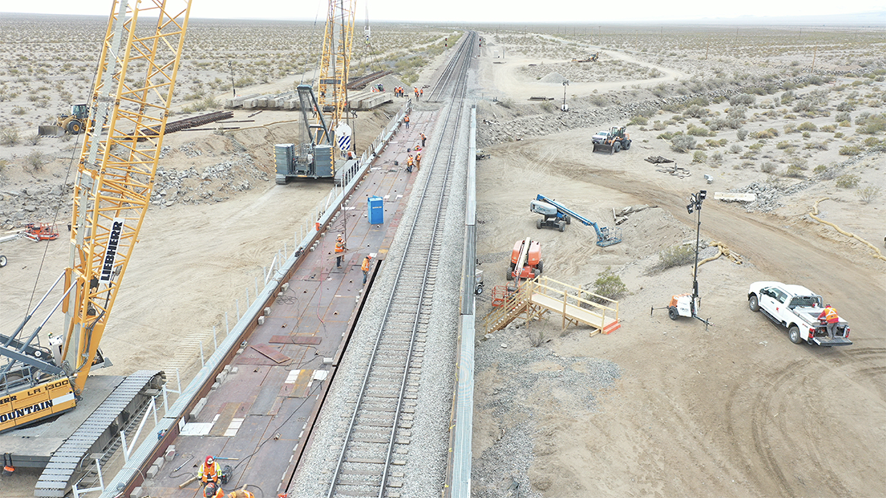 “Changing out a railroad bridge takes a LOT of planning and coordination, especially when the structure is on one of the busiest freight rail corridors in the country,” BNSF reported via social media. Over two recent weekends, contractor and BNSF crews did just that. (BNSF Photograph)