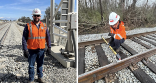 From Left: Union Pacific’s Engineering Director-Signal Construction Russell Parris and Track Inspector Courtland Ferchaud both earned college degrees through the railroad’s Educational Assistance Program in 2024. (UP Photographs)