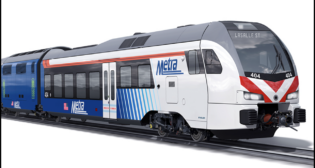 Chicago’s Metra has selected STV to support its procurement of eight two-car, battery-electric trainsets from Stadler. (Stadler Rendering, Courtesy of STV)