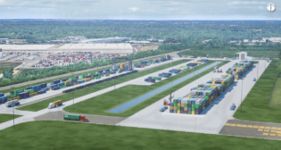 Rendering of the Montgomery Intermodal Container Transfer Facility (ICTF), courtesy of the Alabama Port Authority.