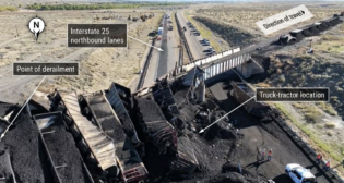 Figure 1: The derailment site. (BNSF Image, Courtesy of NTSB)