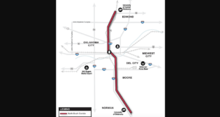 RTA of Central Oklahoma landed a $400,000 to evaluate 52 at-grade crossings along a proposed commuter rail corridor from Edmund to Norman. (Map Courtesy of RTA of Central Oklahoma)