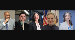 Pictured, left to right: NYCT’s Bernard Jackson, William “Bill” Amarosa Jr., and Rachel Cohen; NCTD’s Lori A. Winfree; and HNTB’s Sandra M. Bucklew. (Photographs courtesy of the respective organizations, except for the photograph of Bernard Jackson, which is courtesy of DART.)