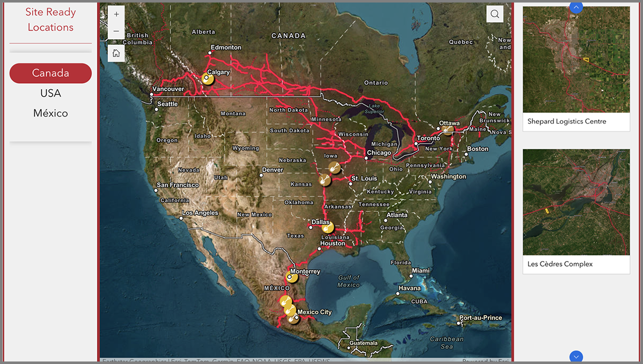 CPKC Site Ready Program locations. (Image Courtesy of CPKC)