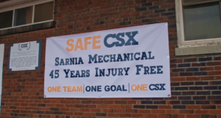 “Safety for 45 years is a monumental success story,” CSX Senior Mechanical Manager Brad Swint said in a special video honoring the achievement at the CSX Sarnia Mechanical Shop in Ontario. “It takes everyone operating under the ONE CSX mindset.” (Screen Grab from CSX Video)
