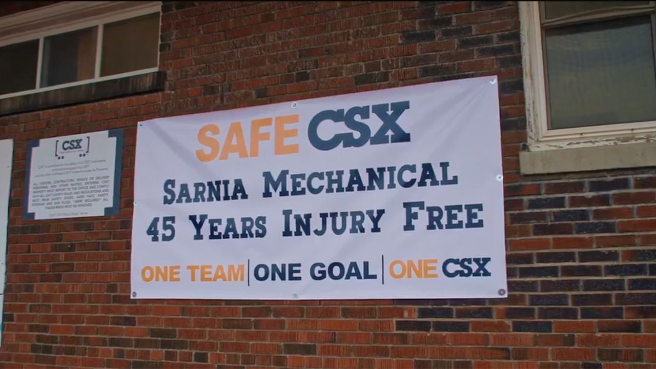 “Safety for 45 years is a monumental success story,” CSX Senior Mechanical Manager Brad Swint said in a special video honoring the achievement at the CSX Sarnia Mechanical Shop in Ontario. “It takes everyone operating under the ONE CSX mindset.” (Screen Grab from CSX Video)