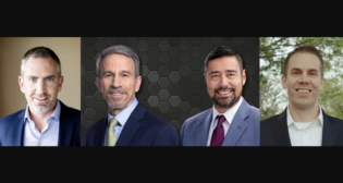 Pictured, Left to Right: Gary Lada, Harsco Rail, a division of Enviri Corporation; Jim Umpleby, Caterpillar; Joe Creed, Caterpillar; and Jon Mudronja, AITX. (Photographs courtesy of the respective organizations)