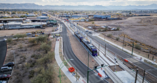 Fourteen Siemens Mobility S700s will operate on the new extension. Train testing began March 8. (Valley Metro Photograph)