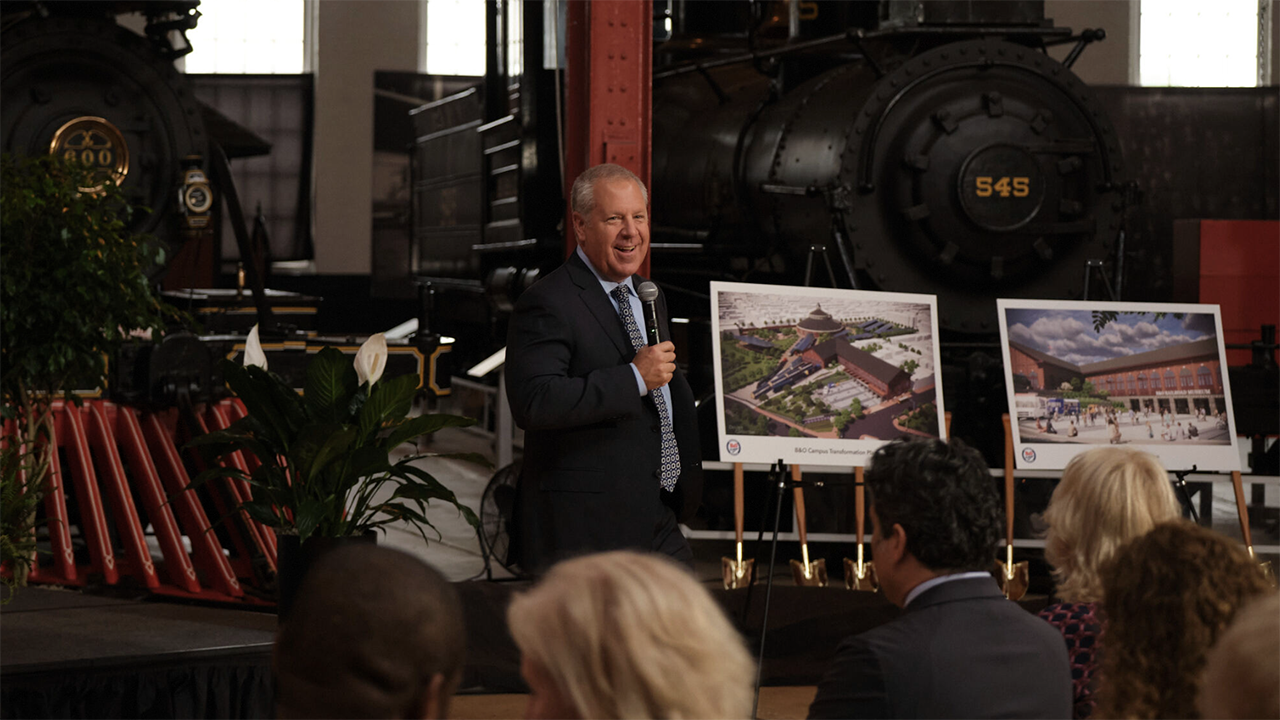 Participating at the B&O Railroad Museum’s groundbreaking ceremony for its Campus Transformation Plan was Joe Hinrichs, CSX President and CEO and the museum’s capital campaign co-chair. (CSX Photograph)