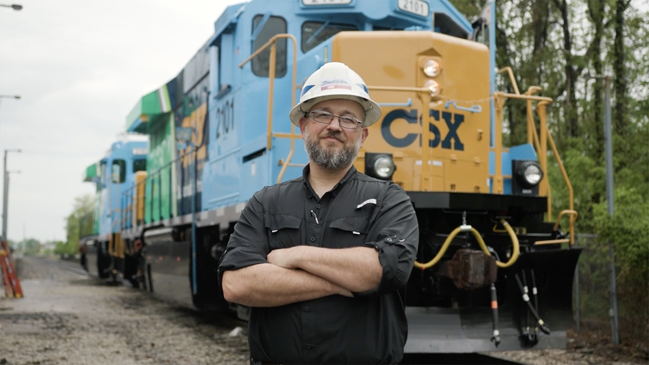 Daniel Adkins, Project Coordinator for the Hydrogen Locomotive Program, CSX. (Screen Grab from CSX Video)