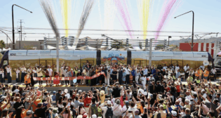 Valley Metro in Phoenix on June 7 held a ribbon-cutting ceremony to open its 5.5-mile light rail extension connecting South Phoenix to Valley Metro Rail’s new two-line system (Valley Metro Photograph).