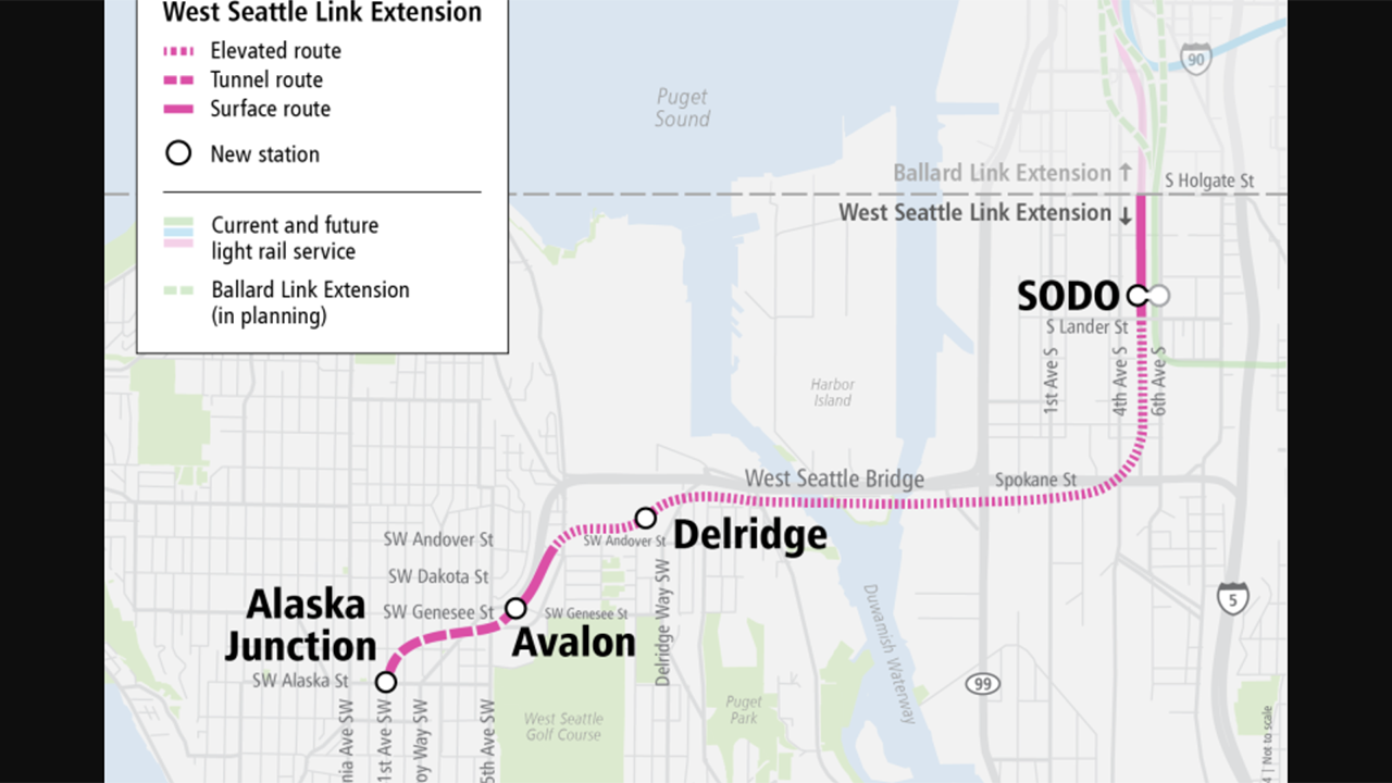 West Seattle Link Extension project map. (Courtesy of Sound Transit)