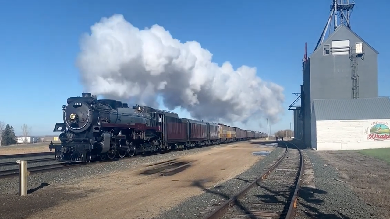 Canadian Pacific Kansas City’s 2816, The Empress, on the Final Spike Steam Tour in 2024. (Screenshot of a DHDISPR SMITH YouTube video)