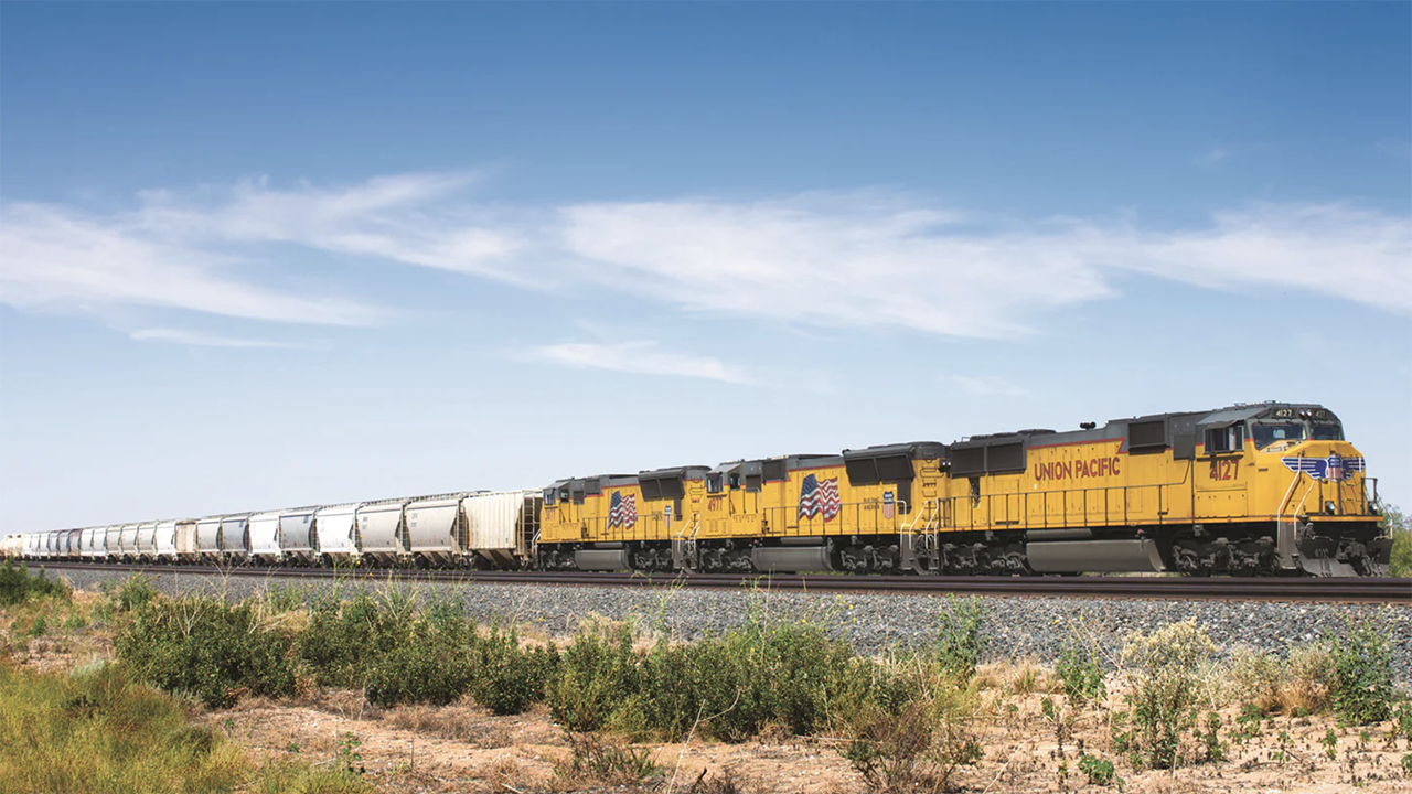 UP 4127 leads a manifest train out of Union Pacific’s Monahans, Tex., yard. (UP Photograph)