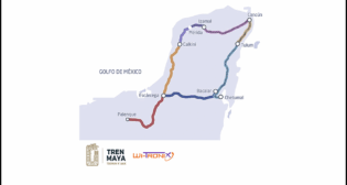 Map of Tren Maya rail line. (Courtesy of Wi-Tronix)