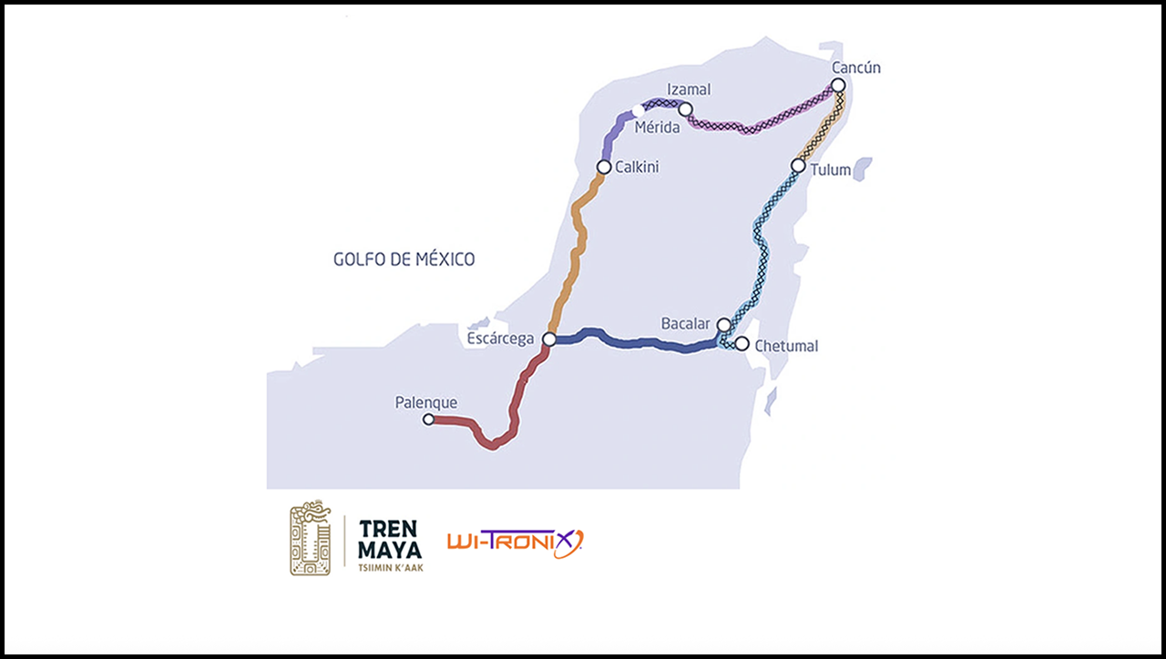Map of Tren Maya rail line. (Courtesy of Wi-Tronix)