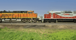 “BNSF General Director of Marketing Mark Ganaway joined TXNW Railway, one of our first Shortline Select partners, for the TXNW CRISI grant interchange ribbon-cutting ceremony, celebrating the expansion of interchange tracks in Sunray, Texas,” BNSF reported via social media on Sept. 5. (Photograph Courtesy of BNSF)