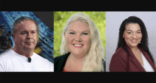 Pictured, from left to right: Doug Recker, Duos; Inessa M. Vitko, TriMet; and Mary L. Hill, TriMet. (Photographs courtesy of the respective organizations)