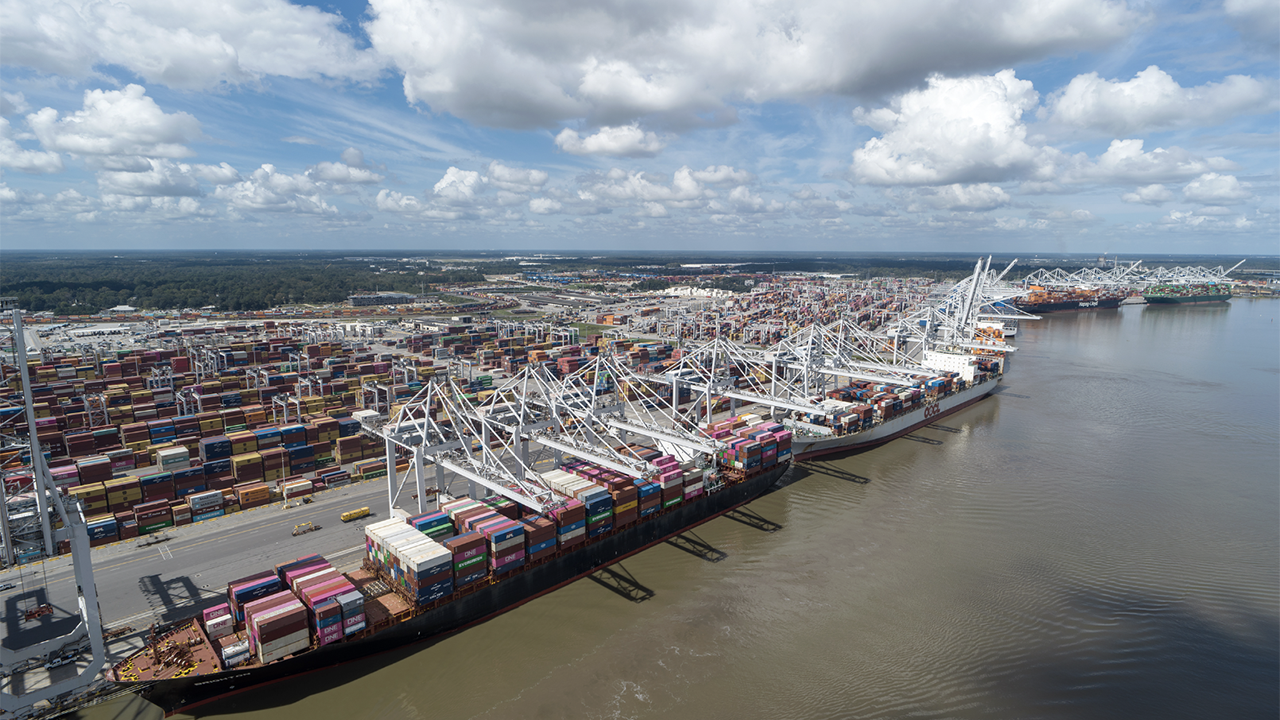 The Port of Savannah handled 486,000 TEUs in September, gaining 8% or 35,280 TEUs, over same month last year, GPA reported Oct. 23. (GPA Photograph)