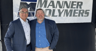 Union Pacific’s Ryan Wee, Manager-Industrial Development (right), with Manner Polymers President and CEO Raj Bhargava. (Photograph Courtesy of UP)