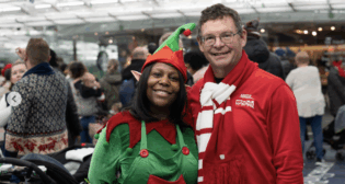 “Our Holiday Trains have become an annual tradition for our riders and their families, and we are happy to be operating them again,” said Metra CEO/Executive Director Jim Derwinski (pictured right during the 2024 event). “It’s our way to spread a little holiday joy and thank our riders for making Metra part of their lives all year.” (Metra Photograph Via Instagram)