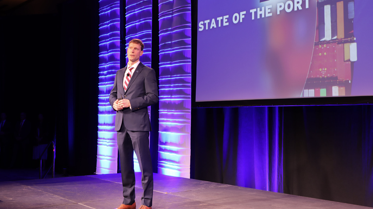 While SC Ports enjoyed significant accomplishments in 2025, there are still challenges to navigate, President and CEO Micah Mallace acknowledged during his first State of the Port address. (Photo Courtesy of English Hurteau)