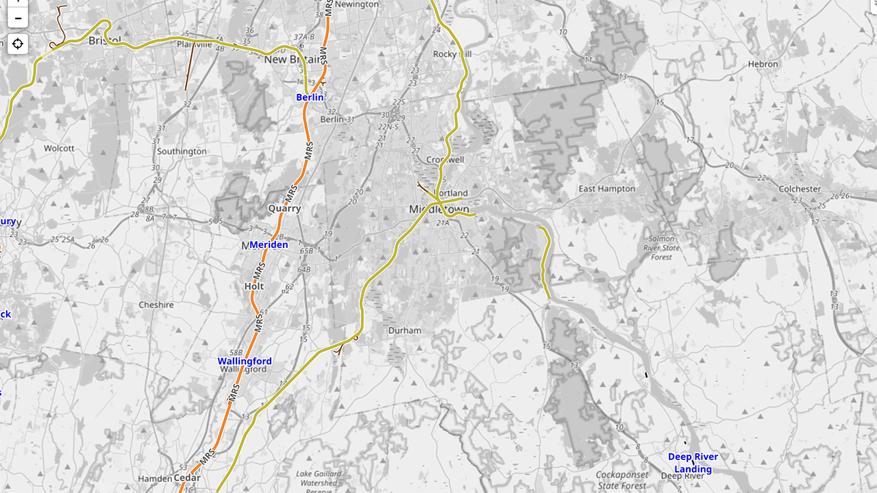 P&W is entering into a 20-year agreement with the State of Connecticut to operate the Middletown Cluster. (Courtesy of OpenRailwaymap.org)