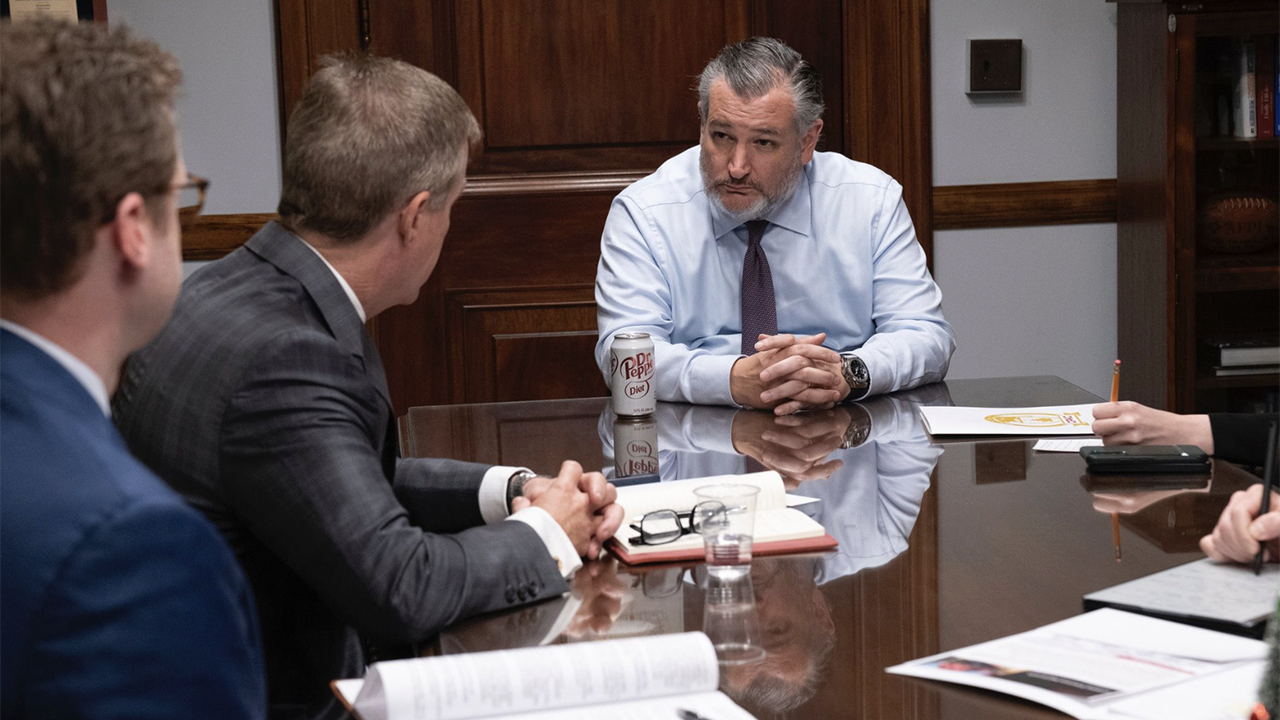 CPKC AVP of U.S. Government Affairs Larry Lloyd (far left) who traveled to Washington, D.C., with President and CEO Keith Creel (center), where they met with Senate Commerce Committee Chair Ted Cruz (R-Texas), among others. (Courtesy of Lloyd)