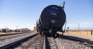 Derailment demonstration during the 2025 TTC Conference & Tour. (Courtesy of TTC Operated by ENSCO)