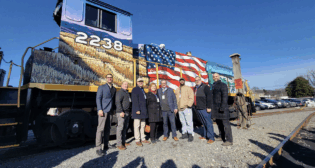 “We are pleased to introduce America's 250th locomotive! 🇺🇸❤️🤍💙,” NSHR reported via social media on Dec. 22. (NSHR Photograph)