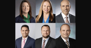 Top, Left to Right: Tammy Middleton, The Broe Group; and Jimmi Sue Smith and Bradley Pearce, Koppers Holdings Inc. Bottom, Left to Right: Suresh Karre, Derek Overstreet, and Michael Randolph, STV. (Photographs courtesy of the respective organizations)