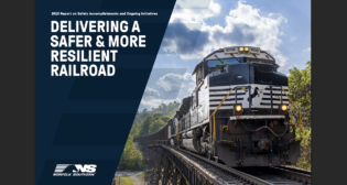 “Safety is a core value and the foundation of everything we do at Norfolk Southern,” NS President and CEO Mark George said. “It’s the lens through which every decision is made. From the boardroom to the front line, the Thoroughbred team focuses on providing safe and reliable service to our customers, our communities and our employees. This report is a comprehensive accounting of the steps we’re taking and the progress we’ve made—in the crew room, on the ballast line and in our communities. We’re continuously raising our standards for excellence, guided by our commitment to safety.” (Courtesy of NS)
