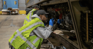 A SEPTA employee inspects a Silverliner IV Train. (Courtesy of SEPTA)