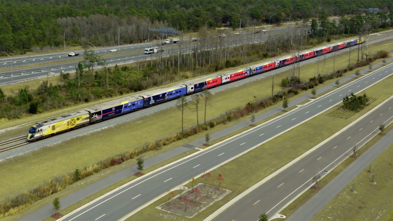 Brightline on Feb. 16 hosted an inaugural ride on the Freedom Express between Orlando and Miami. (Screen grab from Brightline video)